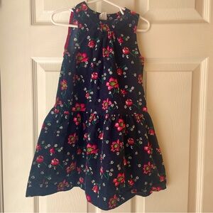 Gap 4T girls corduroy flowered dress in Navy with pink floral print